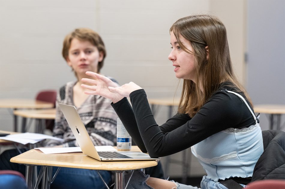 Photograph of Franklin College students in a classroom.