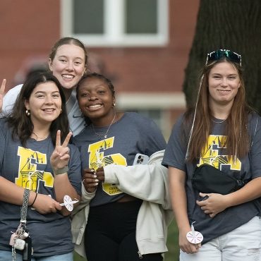 President Kerry N. Prather shares a video message with students as the academic year concludes